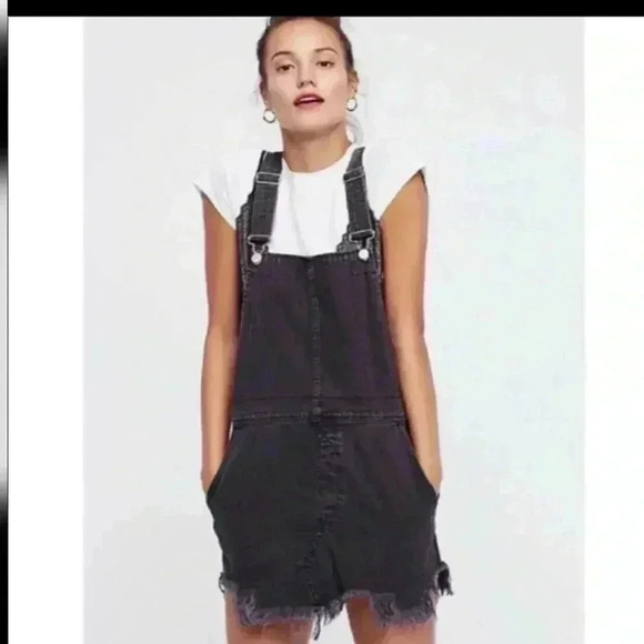 Free People Pants - Free people denim overall skirt black size 4